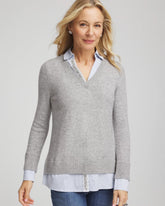 Chico's Outlet Gray Sequin Built-In Shirt Knit Sweater