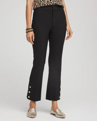 Chico's Sale Black Bi-Stretch Flared Button-Hem Cropped Pants