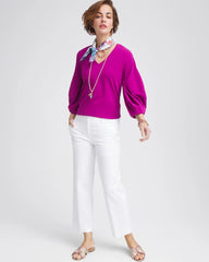 Chico's For Sale Alabaster Striped Straight-Leg Cropped Pants
