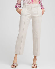 Chico's Outlet Smokey Taupe Stretch Sateen Straight Cropped Pants