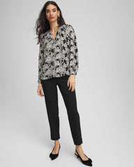 Chico's Discount Black Matelassé Slim Tapered Ankle Pants