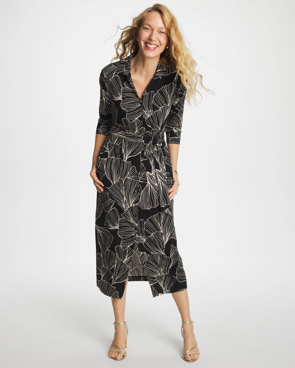 Chico's For Sale Black Printed Knit Shirtdress