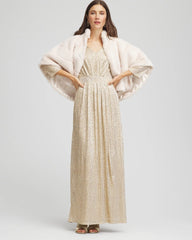 Chico's Online Gold Metallic Knit Pleated Maxi Dress