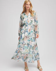 Chico's Outlet Ecru Georgette Tie-Front Maxi Dress