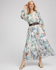 Chico's Outlet Ecru Georgette Tie-Front Maxi Dress