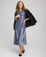 Chico's Sale Indigo Sky Foiled Jersey Knit Maxi Dress