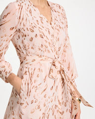 Chico's Online Sweet Blossom Cheetah Georgette Tie Shirtdress