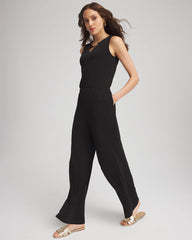 Chico's For Sale Black Travelers™ Jersey Knit Chain-Trim Jumpsuit