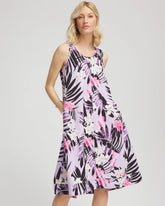 Chico's Outlet Violet Aura Zenergy® Floral Palms Lightweight Midi Dress