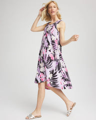 Chico's Outlet Violet Aura Zenergy® Floral Palms Lightweight Midi Dress