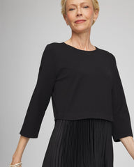 Chico's Online Black Satin-Knit Pleated Maxi Dress