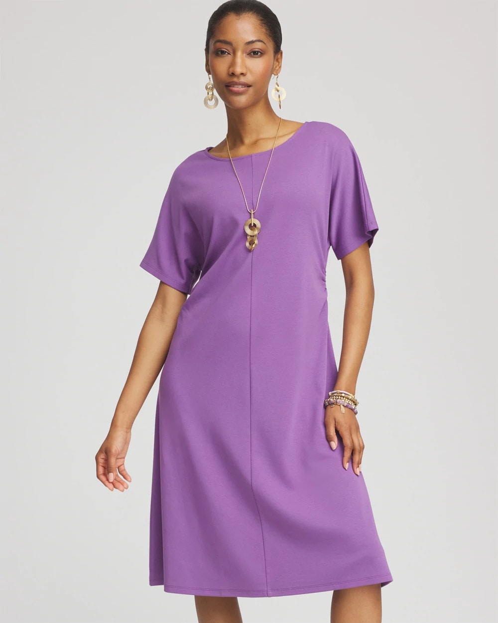 Chico's On Sale Plum Shade Fit and Flare Cinched Waist Dress