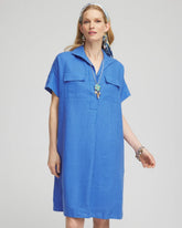 Chico's Discount Blue Pearl High-low Linen Shirtdress