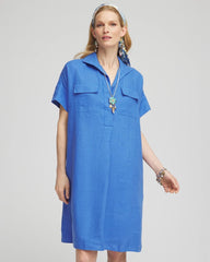 Chico's Discount Blue Pearl High-low Linen Shirtdress