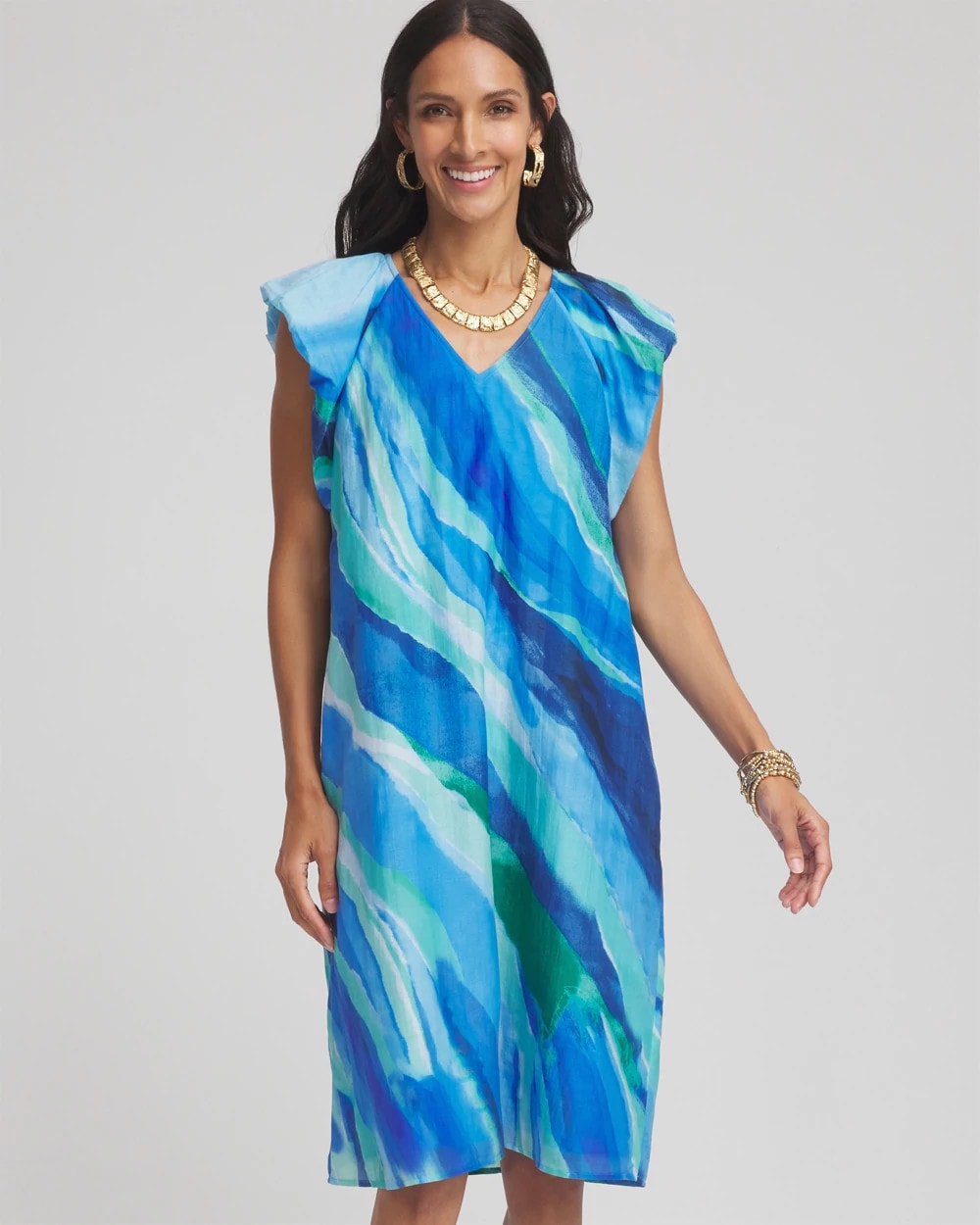 Chico's Sale Multi Cotton-Silk Voile Popover Dress
