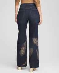 Chico's Outlet Marconi Indigo Embellished High-Rise Wide-Leg Jeans