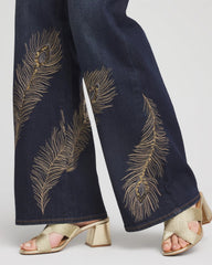 Chico's Outlet Marconi Indigo Embellished High-Rise Wide-Leg Jeans