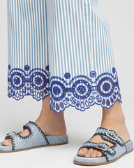 Chico's On Sale Blue Eyelet High-Rise Wide Cropped Jeans