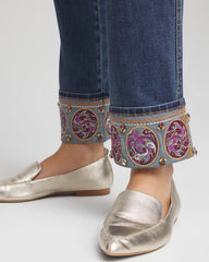 Chico's Discount Buttercup Indigo Embellished Pull-On Slim Ankle Jeggings