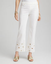 Chico's On Sale Alabaster Pull-On Embellished Straight-Leg Cropped Jeans