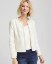 Chico's Online English Cream Pearl Trim Tweed Jacket