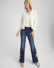 Chico's Online English Cream Pearl Trim Tweed Jacket