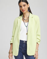 Chico's Outlet Frozen Lime Notched-Lapel Ruched Sleeve Blazer