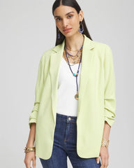 Chico's Outlet Frozen Lime Notched-Lapel Ruched Sleeve Blazer