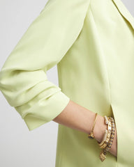 Chico's Outlet Frozen Lime Notched-Lapel Ruched Sleeve Blazer