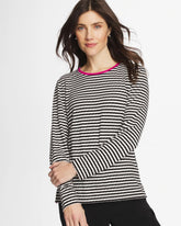 Chico's Online Europa Pink Zenergy® Striped Jacquard Contrast Pullover Top