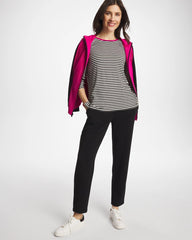 Chico's Online Europa Pink Zenergy® Striped Jacquard Contrast Pullover Top