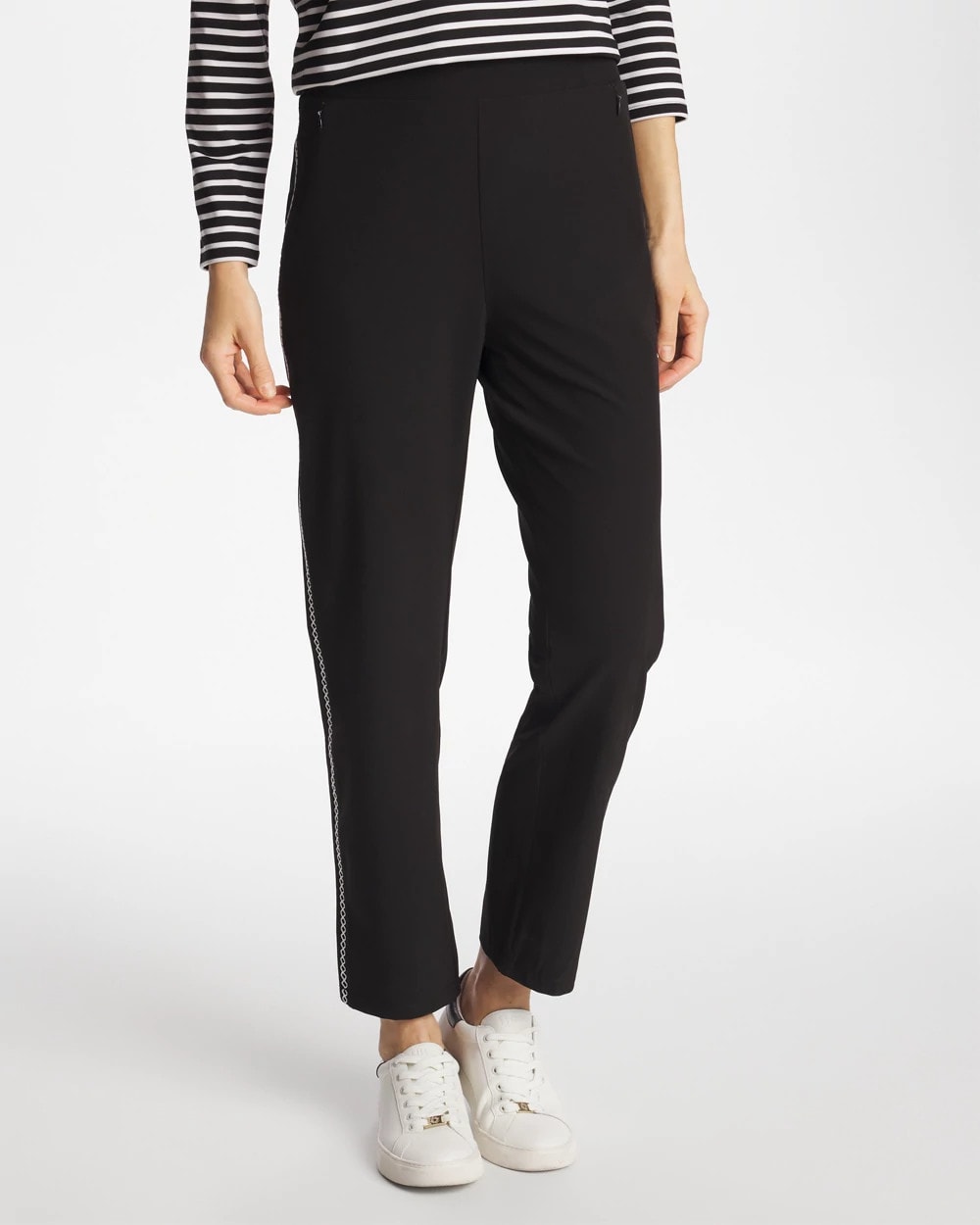 Chico's Discount Black Zenergy® UPF Lattice-Trim Ankle Pants