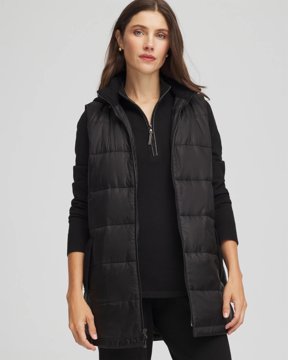 Chico's For Sale Black Zenergy® Quilted Hooded Vest