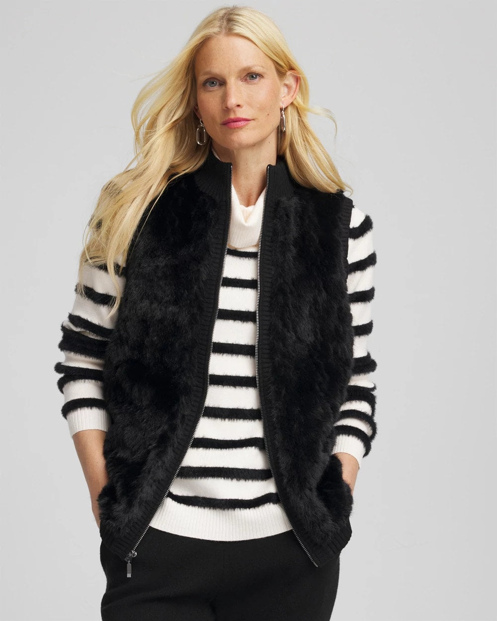 Chico's Online Black Zenergy® Luxe Faux Fur Vest