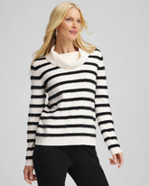 Chico's Discount Black Zenergy® Luxe Eyelash Striped Sweater