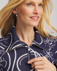 Chico's For Sale Passport Blue Zenergy® Soft Melody Half-Zip Top