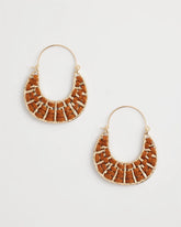 Chico's Discount Neutral Leather Half-Moon Hoop Earrings