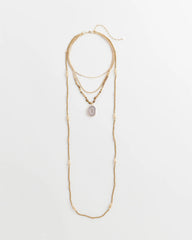 Chico's Outlet Neutral Convertible Agate Pendant Necklace
