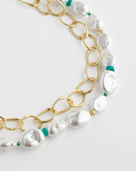 Chico's On Sale Pearl Pearlescent Goldtone Collar Necklace