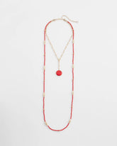 Chico's Online Red Convertible Beaded Pendant Necklace