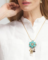Chico's On Sale Multi Adjustable Flower Charm Pendant Necklace