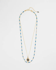 Chico's Outlet Blue Double-Strand Sodalite Pendant Necklace