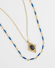 Chico's Outlet Blue Double-Strand Sodalite Pendant Necklace