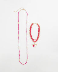 Chico's Sale Pink Convertible Beaded Pendant Necklace
