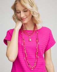 Chico's Sale Pink Convertible Beaded Pendant Necklace