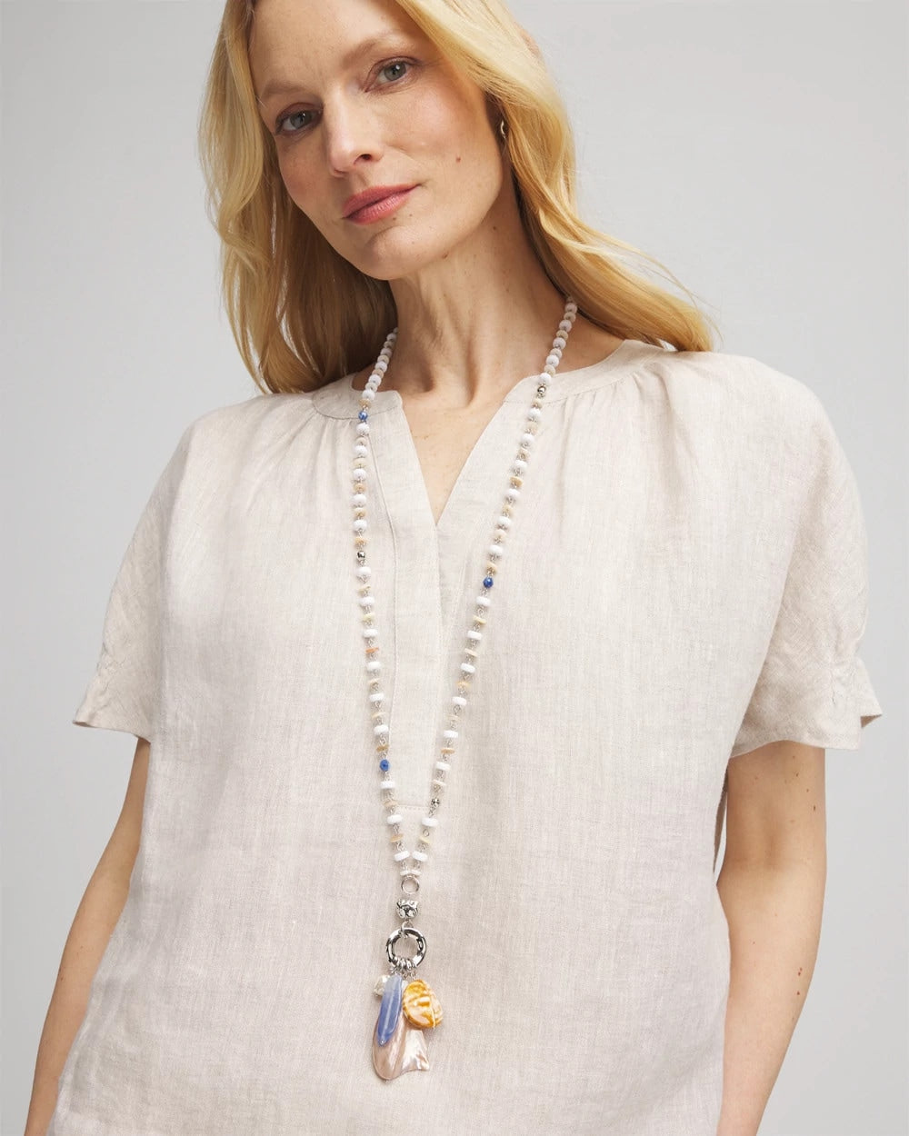 Chico's Online Multi Seashell Beaded Pendant Necklace