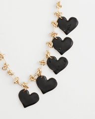 Chico's Discount Black Black Heart Drop Off Necklace