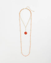 Chico's Outlet Orange Convertible Beaded Pendant Necklace