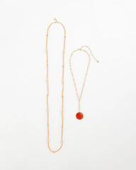 Chico's Outlet Orange Convertible Beaded Pendant Necklace