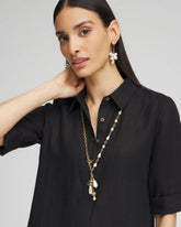 Chico's Online White/Gold Convertible Multi-Strand Jade & Faux Pearl Charm Necklace